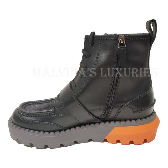 GUCCI BOOTS MENS GG LOGO CANVAS BLACK LEATHER LACE UP ANKLE sz 8 8.5 US - Picture 10 of 16